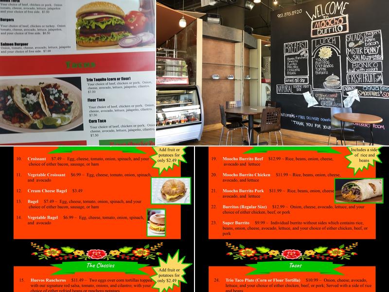 Moocho Burrito Menu