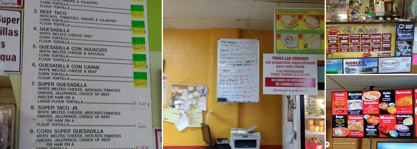 Taqueria Palacios Tortilleria Menu