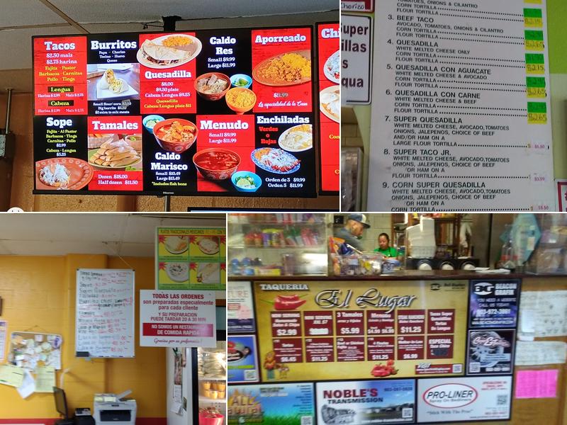 Taqueria Palacios Tortilleria Menu