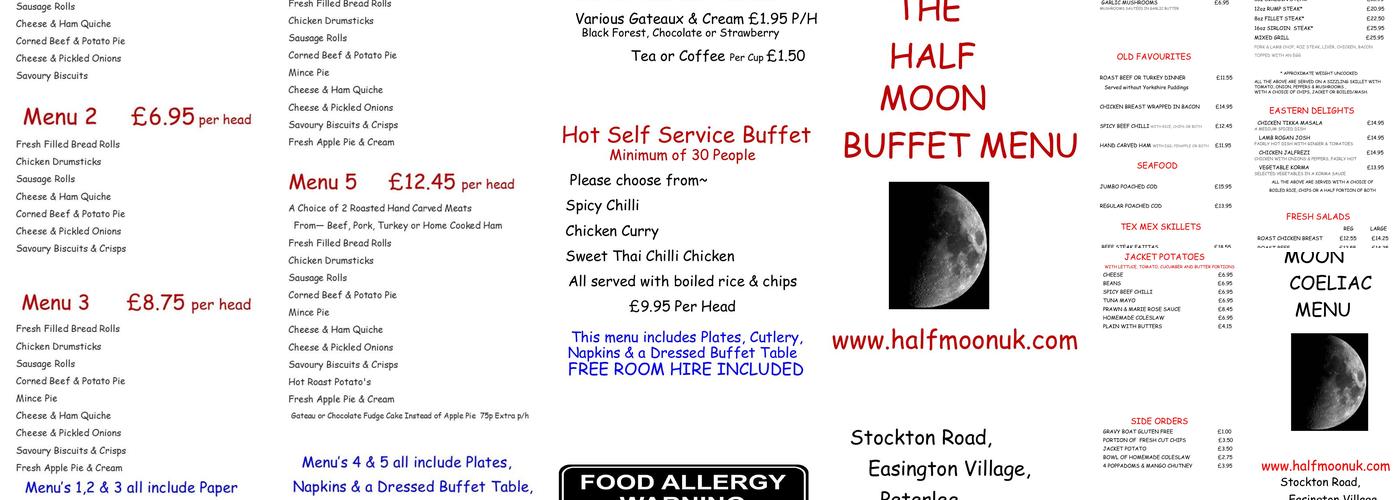 The Half Moon Menu