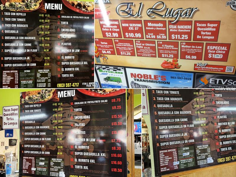 Taqueria El Lugar Menu