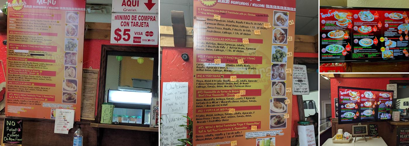 Teodora's Enchiladas Menu
