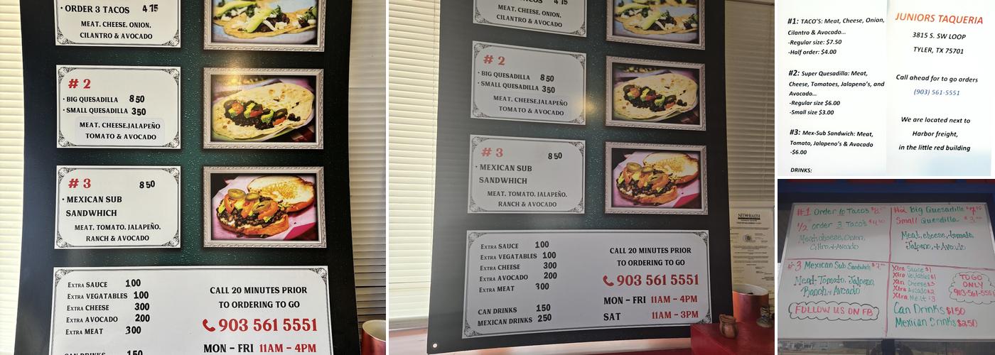 Taqueria Juniors Menu