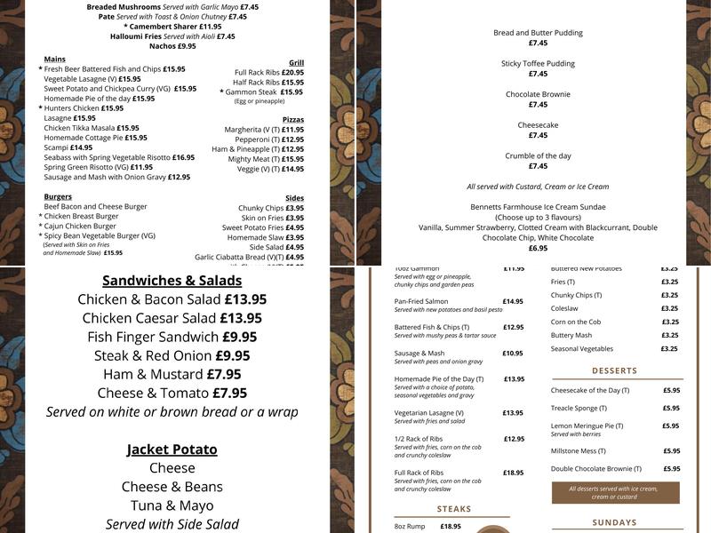 The Millstone Hare Menu