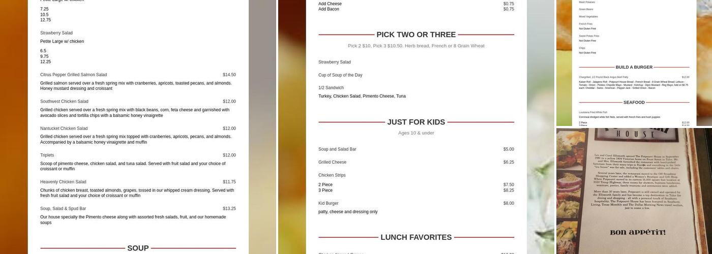 The Potpourri House Menu