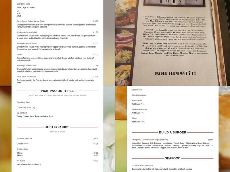 The Potpourri House Menu