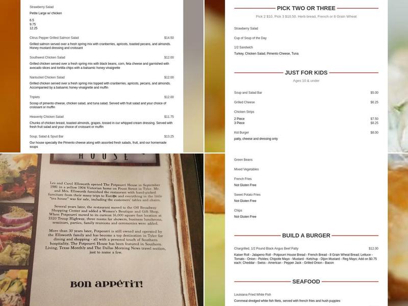 The Potpourri House Menu