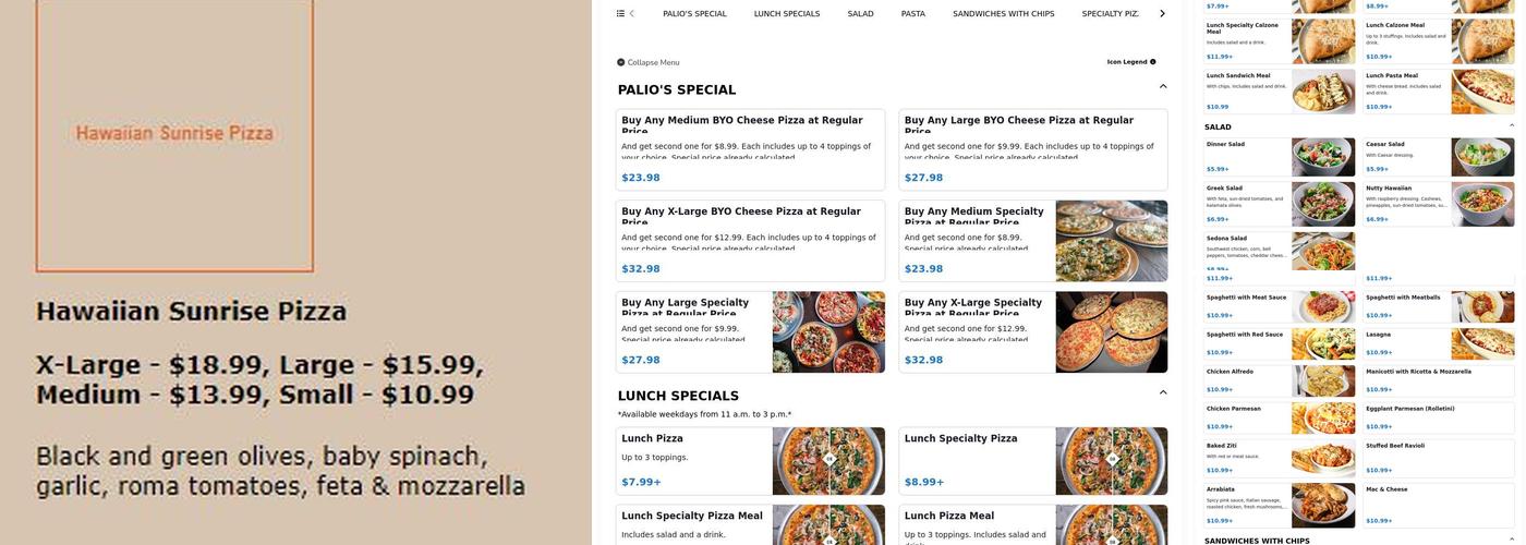 Palio's Pizza Cafe Menu