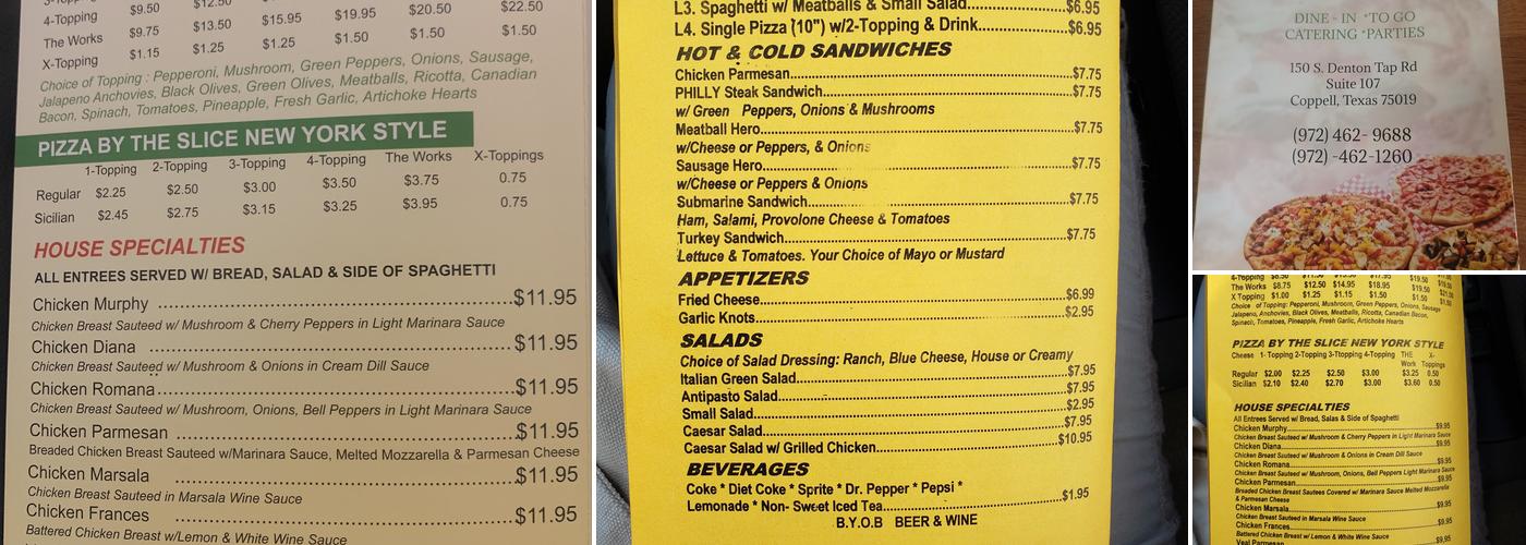 Gino's Pizza Menu