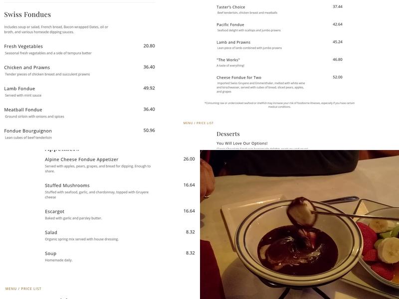 La Fondue Menu