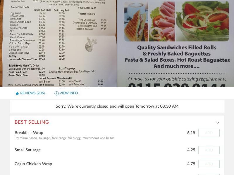 Appertize Sandwich Bar Menu