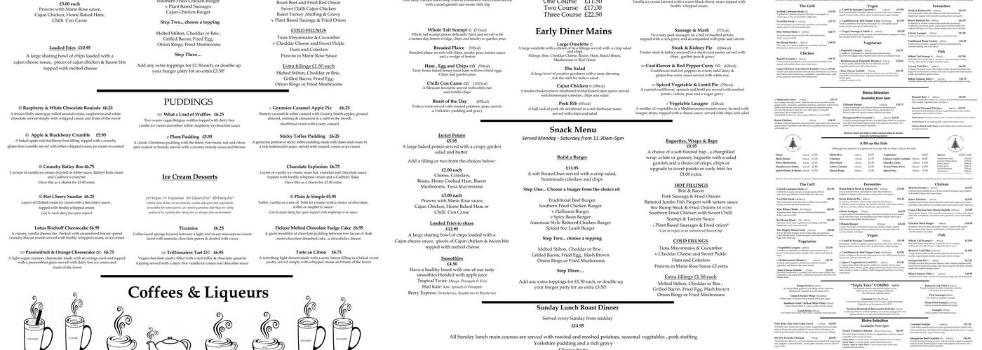 The Risley Park Menu
