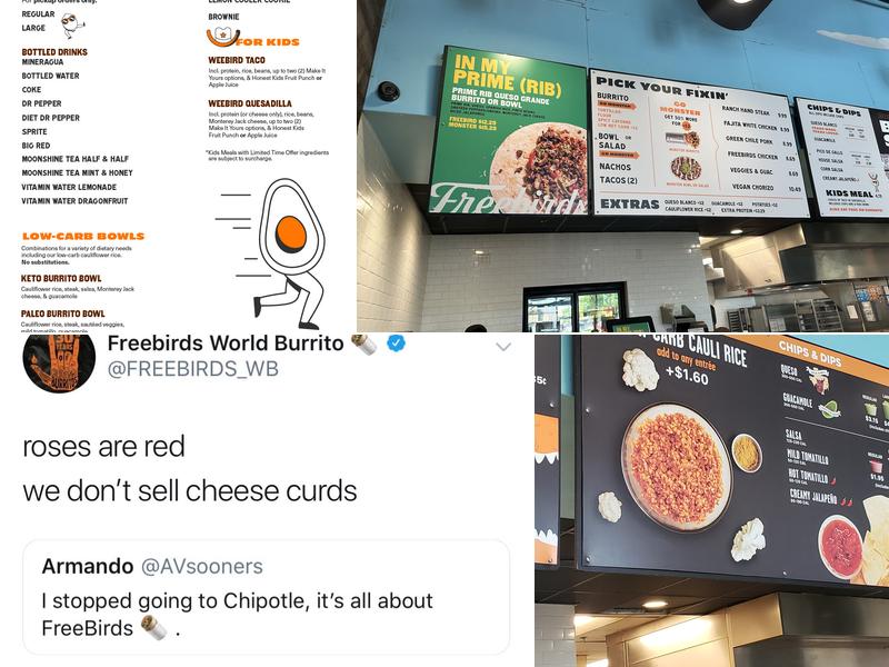 Freebirds World Burrito Menu