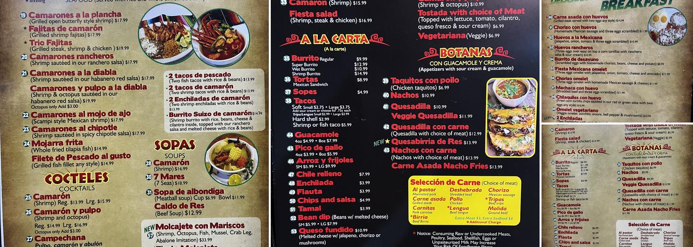 Fiesta Méxicana Menu