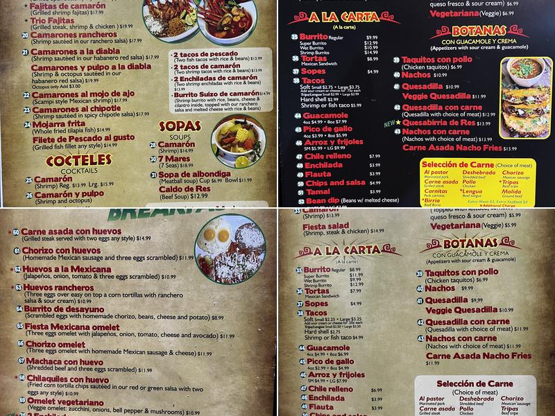 Fiesta Méxicana Menu