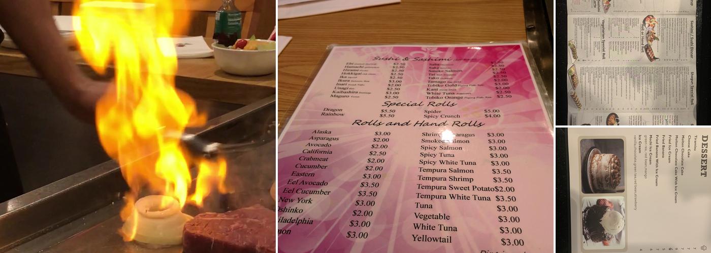 Shogun 3 Japanese Steak House Menu
