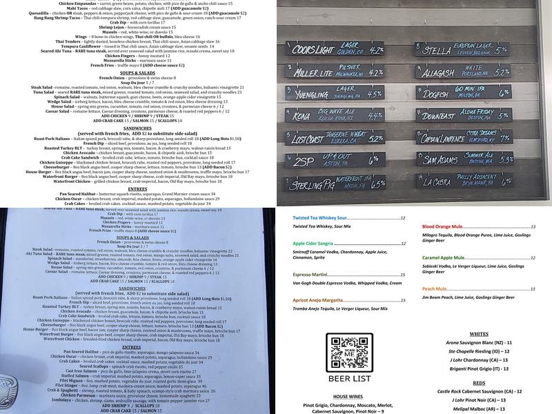 Stinger's Waterfront Menu