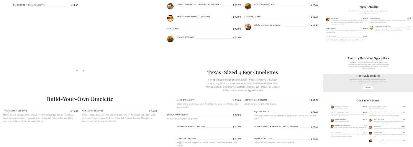Jackie's Ham & Eggs Menu