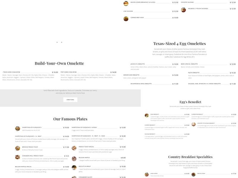 Jackie's Ham & Eggs Menu