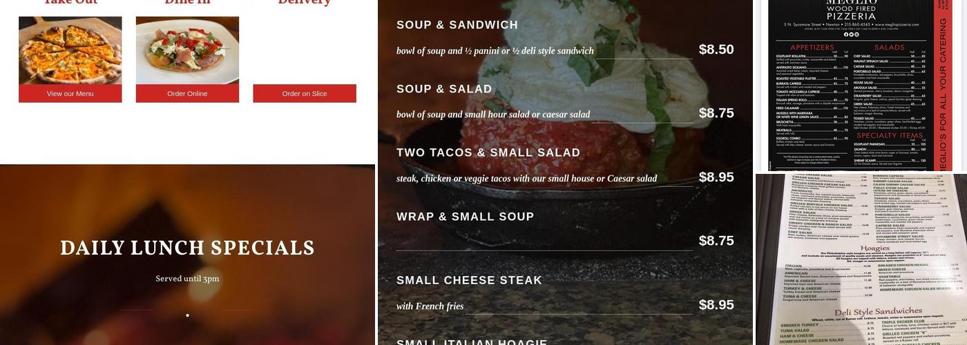 Meglio Pizzeria Menu