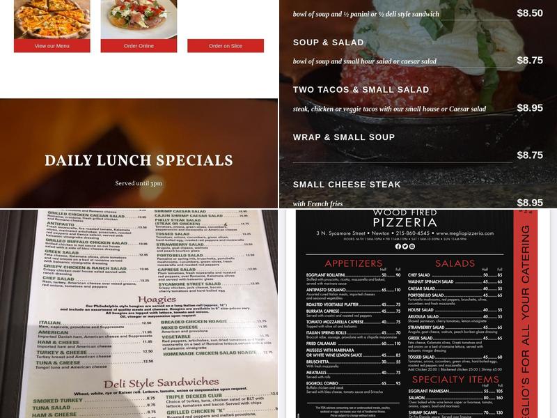 Meglio Pizzeria Menu