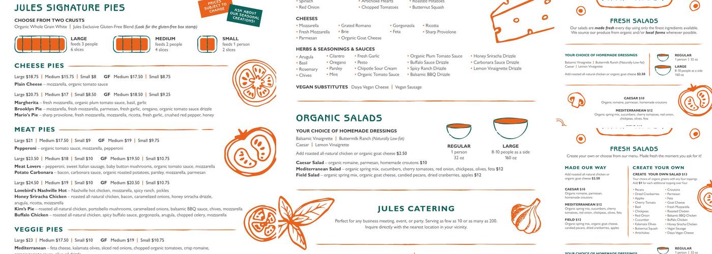 Jules Thin Crust Menu