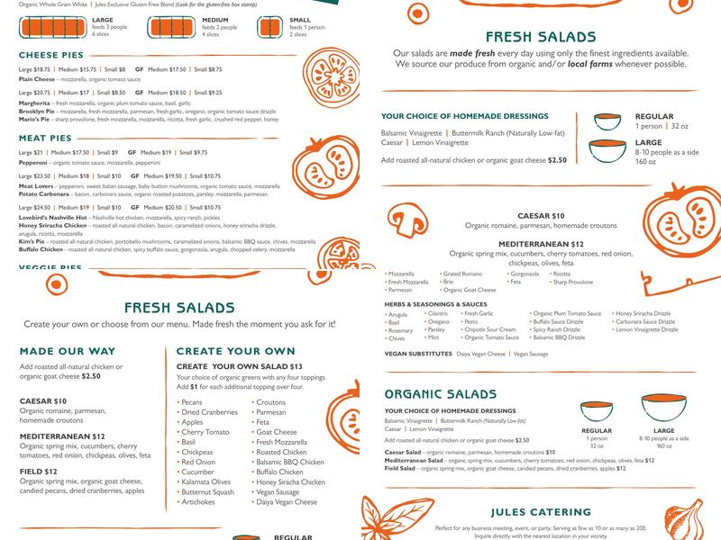 Jules Thin Crust Menu