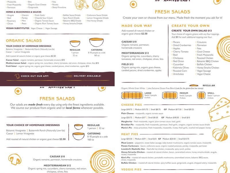 Jules Thin Crust Menu