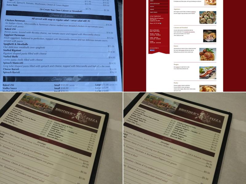 Brothers Pizza Menu