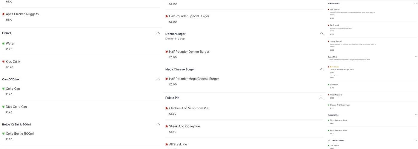 Charlies Chippy Menu