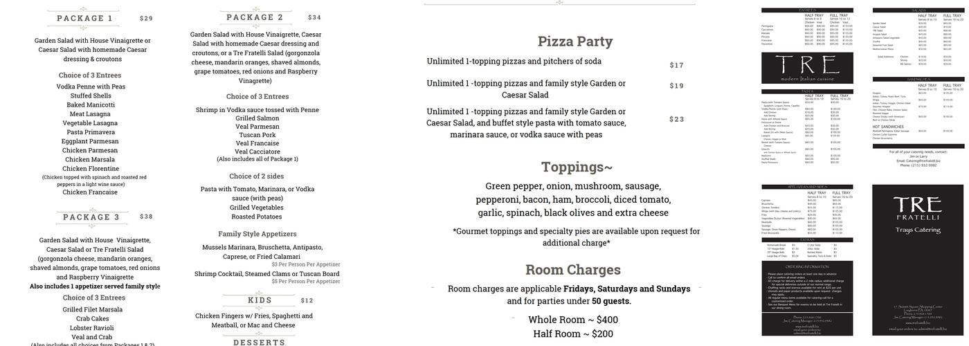 Tre Fratelli Menu