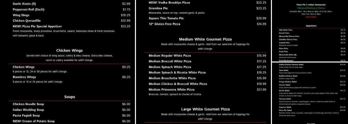 Pizza Pie II Menu