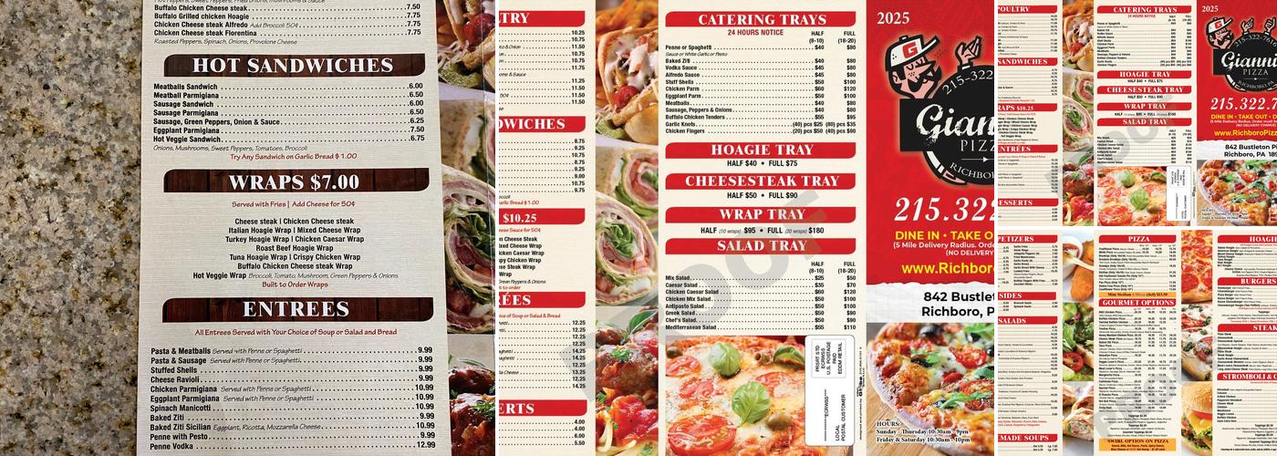 Gianni's Pizza Menu
