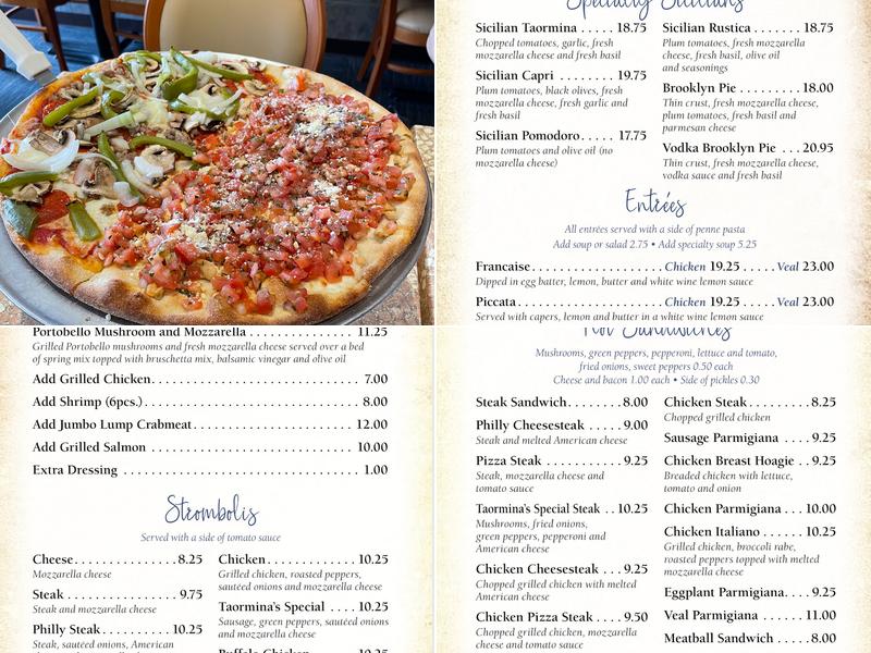 Taormina's Pizza & Pasta of Richboro Menu