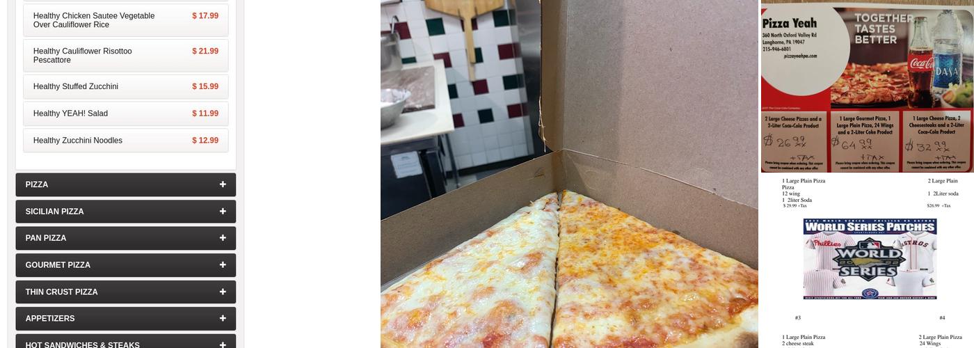 Pizza Yeah Menu