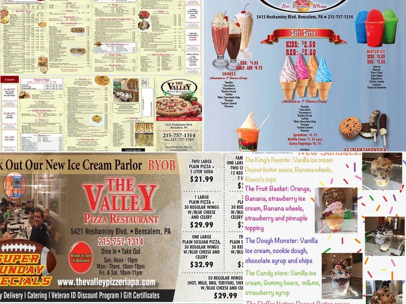 The Valley Pizza Menu