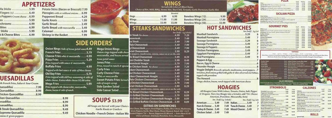 Chicco's Pizza Menu