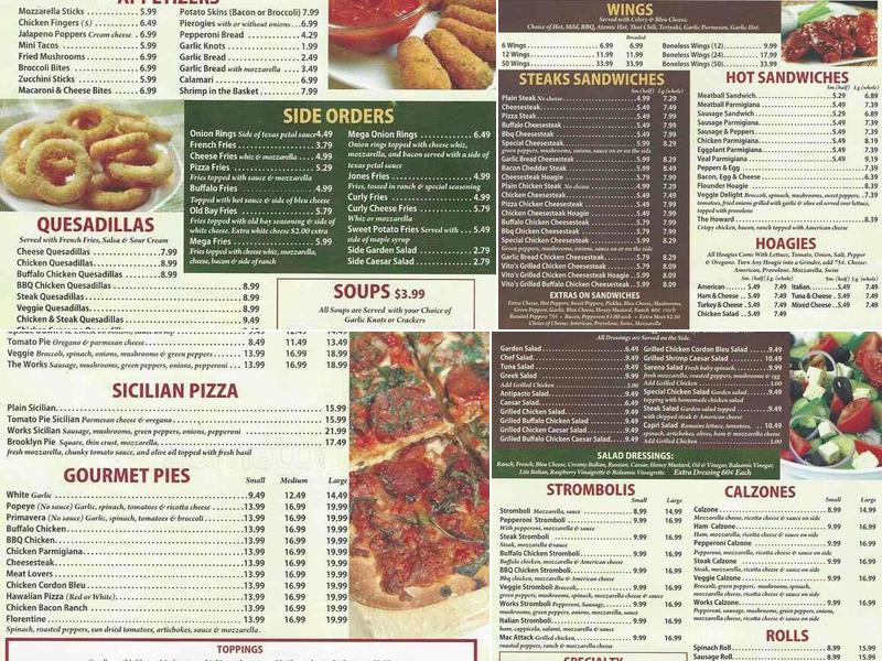 Chicco's Pizza Menu