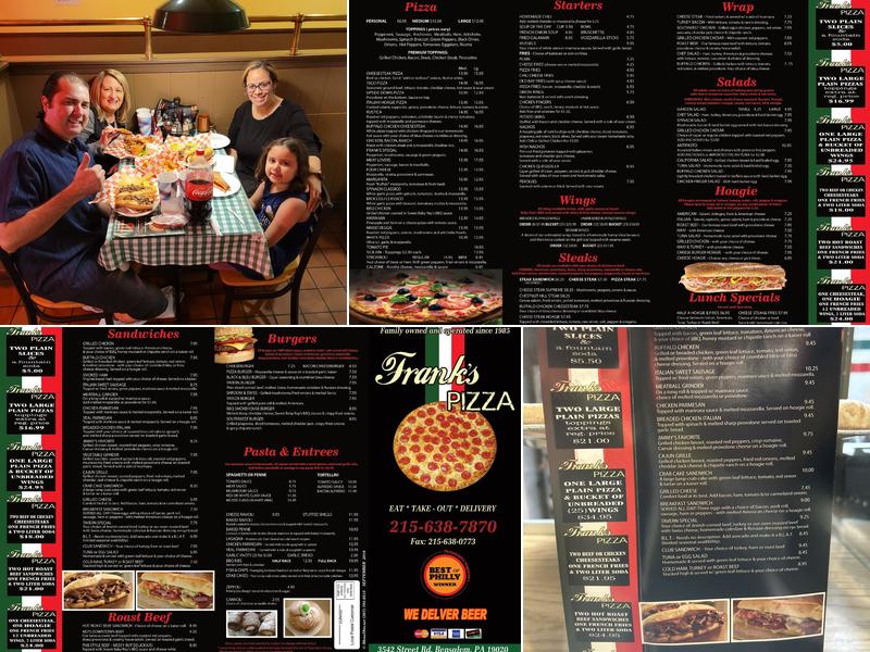 frank's pizza Menu