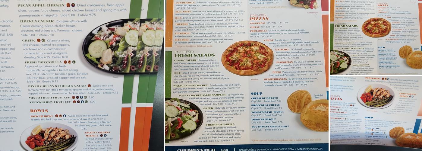 Blue Baker Menu