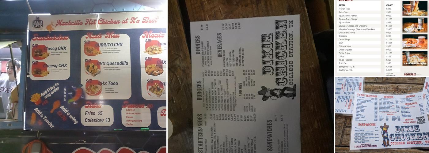 Dixie Chicken Menu