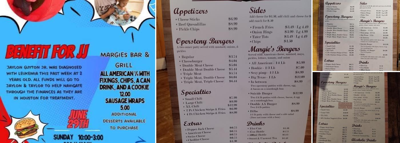 Margie's Bar and Grill Menu