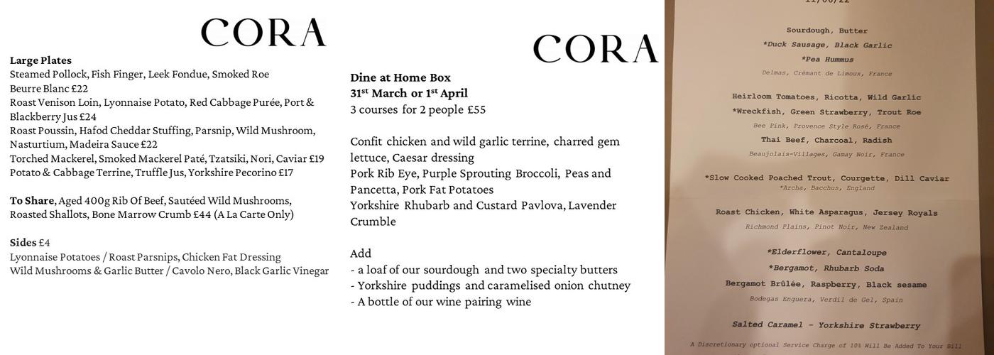 CORA Menu