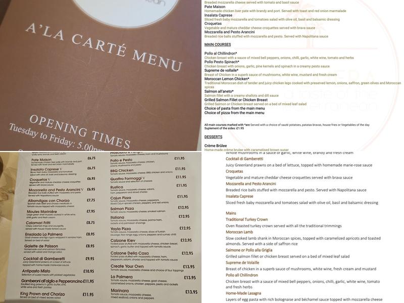 La Palmera Restaurant Menu