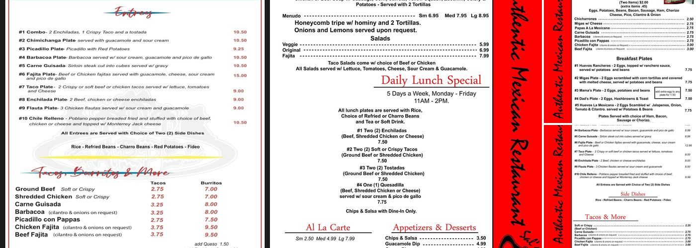 Sal’s Garpez Menu