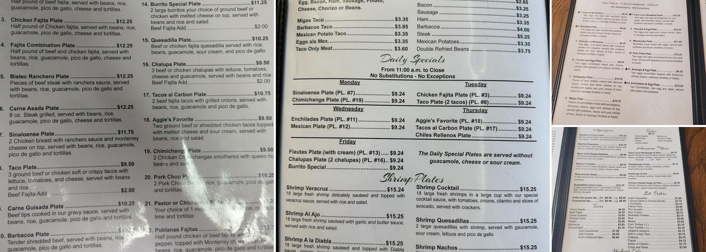 Coco Loco Menu
