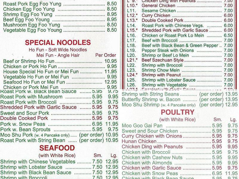Wong's Garden Menu