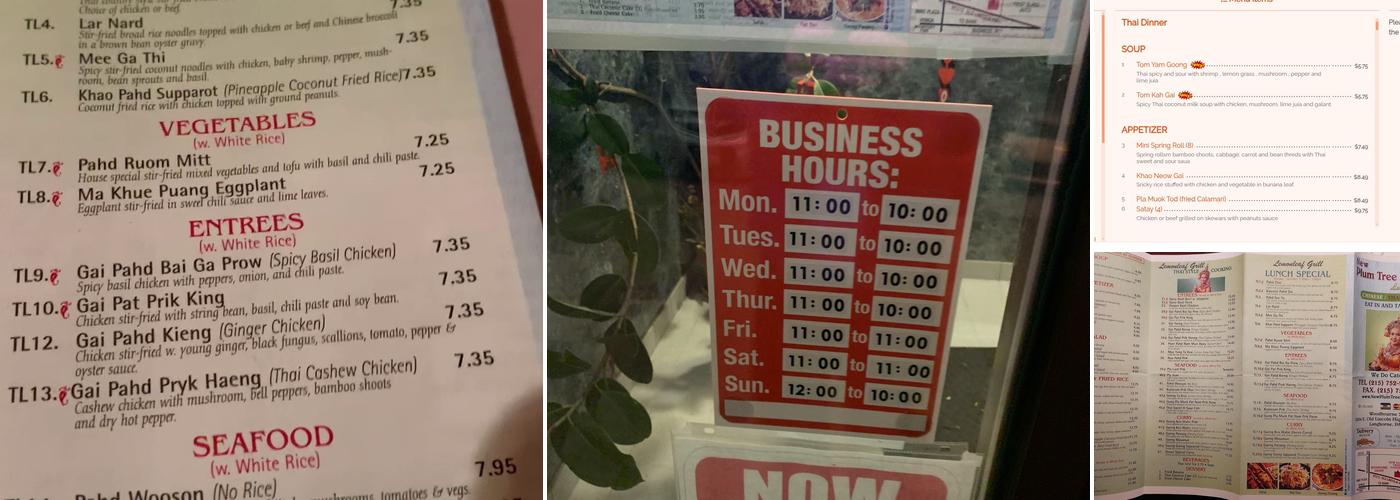 Plum Tree Garden Menu