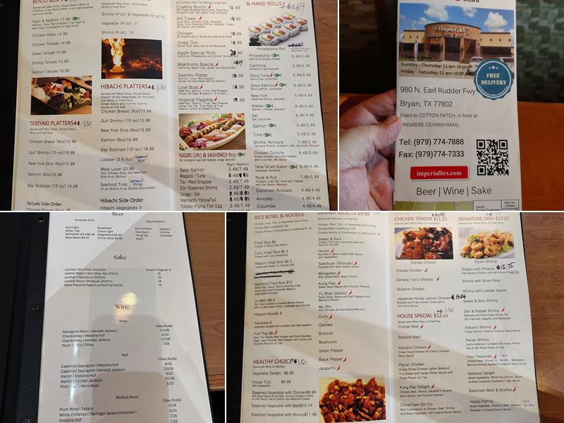 Imperial Chinese & Sushi Menu