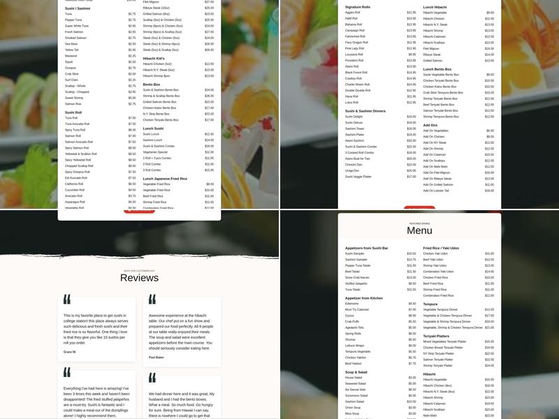 Atami Steak & Sushi Menu